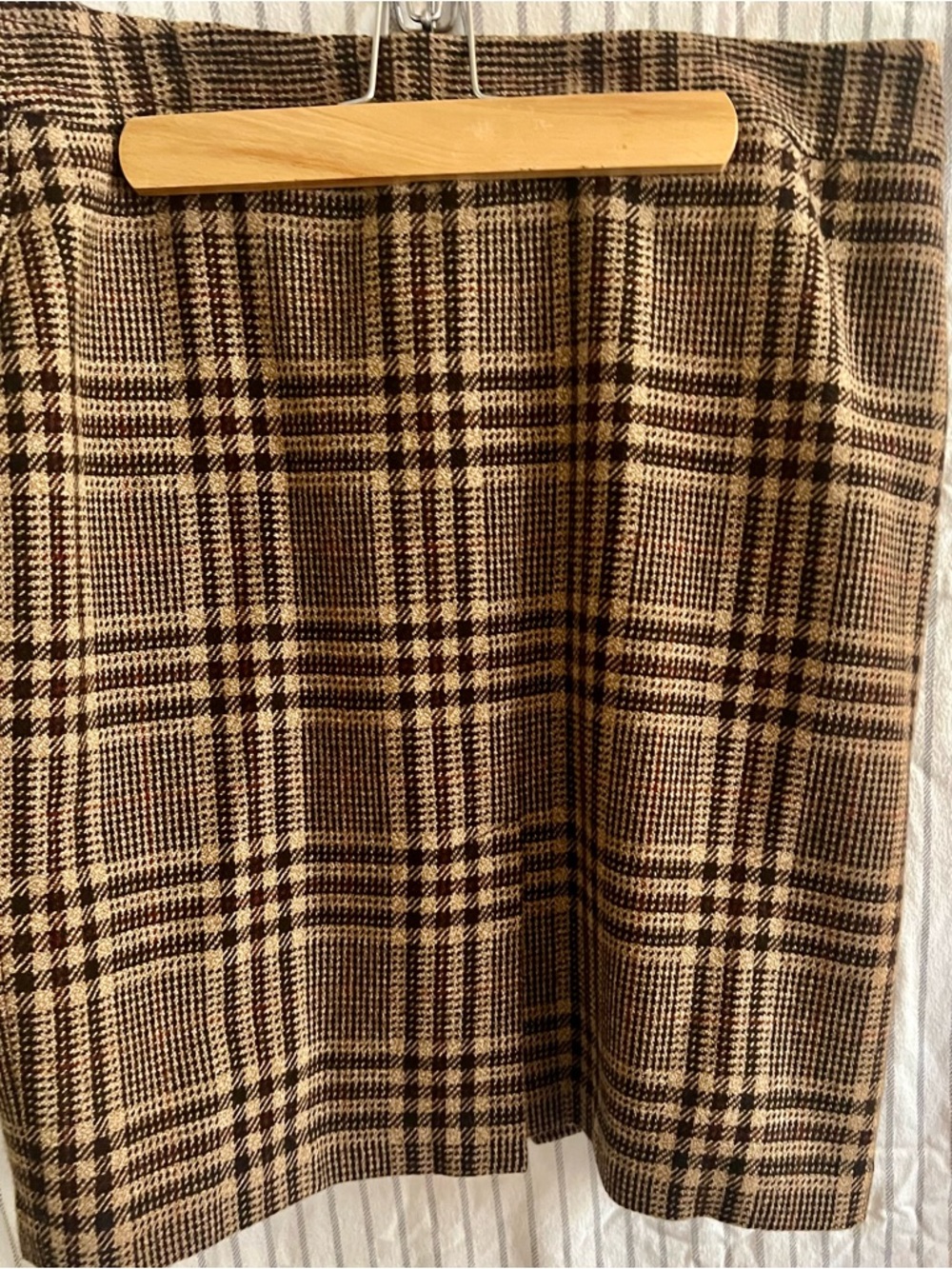 Ann Taylor Brown and Cream Plaid A-Line Skirt